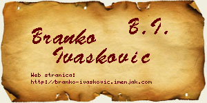 Branko Ivašković vizit kartica